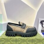 Gucci GG Unisex Maxi GG Loafer Camel Ebony Canvas Rubber EVA Sole Low-Heel - Image 2