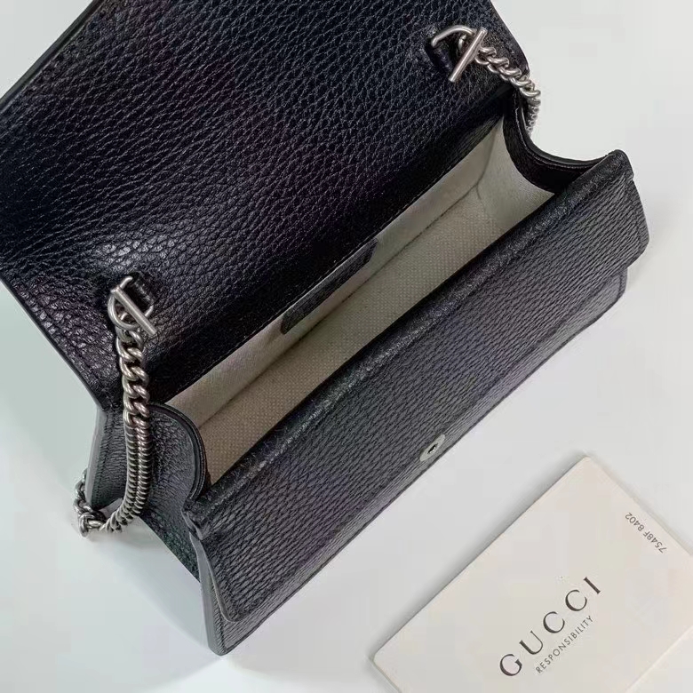 Gucci GG Women Dionysus Mini Top Handle Bag Black Crystal Hardware Tiger Head Closure (4)