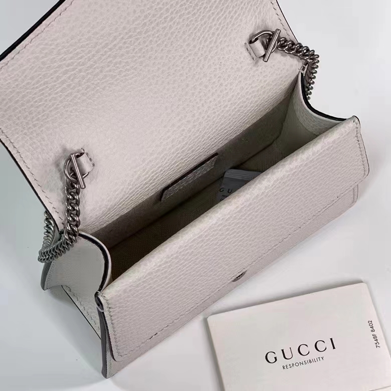 Gucci GG Women Dionysus Mini Top Handle Bag White Leather Crystal Hardware Tiger Head Closure (10)