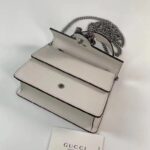 Gucci GG Women Dionysus Mini Top Handle Bag White Leather Crystal Hardware Tiger Head Closure - Image 6