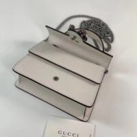 Gucci GG Women Dionysus Mini Top Handle Bag White Leather Crystal Hardware Tiger Head Closure (4)