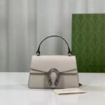 Gucci GG Women Dionysus Mini Top Handle Bag White Leather Crystal Hardware Tiger Head Closure - Image 3