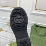 Gucci GG Women Gucci Loafer Black White Leather Scalloped Script Rubber Sole Mid-Heel - immagine 10