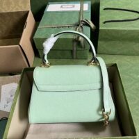 Gucci GG Women Horsebit 1955 Mini Bag Top Handle Bag Light Green Leather (7)