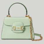 Mini sac à main Gucci GG Horsebit 1955 pour femme en cuir vert clair