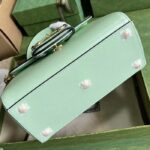 Gucci GG Women Horsebit 1955 Mini Bag Top Handle Bag Light Green Leather – Image 6