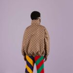 Gucci Men Reversible Poplin Jacket Black Polyester Piping Green Red Beige Ebony GG Canvas – Image 13