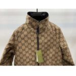 Gucci Men Reversible Poplin Jacket Black Polyester Piping Green Red Beige Ebony GG Canvas – Image 10