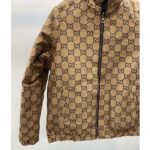 Gucci Men Reversible Poplin Jacket Black Polyester Piping Green Red Beige Ebony GG Canvas – Image 4