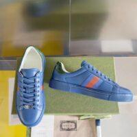 Gucci Unisex Ace GG Crystal Canvas Sneaker Blue Green Red Web Rubber Low Heel (6)