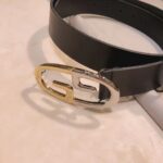Gucci Unisex Belt Two-Toned Metal GG Buckle Black Leather 3.3 CM Width - Image 6