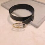 Gucci Unisex Belt Two-Toned Metal GG Buckle Black Leather 3.3 CM Width - Image 4