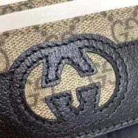 Gucci Unisex Card Case Cut-Out Interlocking G Beige Ebony GG Supreme Canvas (2)