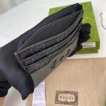 Gucci Unisex Card Case Cut-Out Interlocking G Black Grey GG Supreme Canvas - Image 6