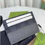 Gucci Unisex Card Case Cut-Out Interlocking G Black Grey GG Supreme Canvas - Image 5