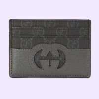 Gucci Unisex Card Case Cut-Out Interlocking G Black Grey GG Supreme Canvas (6)