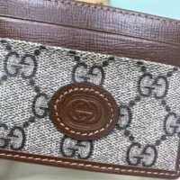 Gucci Unisex Card Case Interlocking G Beige Ebony GG Supreme Fabric Brown Leather (1)