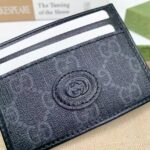 Gucci Unisex Card Case Interlocking G Black GG Supreme Canvas Black Leather - Imagen 6