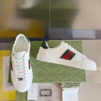 Gucci Unisex GG Ace Sneaker Web Blue White Leather Green Red Web Rubber Low Heel (8)