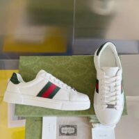 Gucci Unisex GG Ace Sneaker Web Blue White Leather Green Red Web Rubber Low Heel (8)