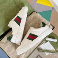Gucci Unisex GG Ace Sneaker Web Blue White Leather Green Red Web Rubber Low Heel (8)