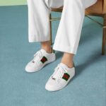 Gucci Unisex GG Ace Sneaker Web Blue White Leather Green Red Web Rubber Low Heel - Image 11