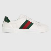 Gucci Unisex GG Ace Sneaker Web Blue White Leather Green Red Web Rubber Low Heel (8)