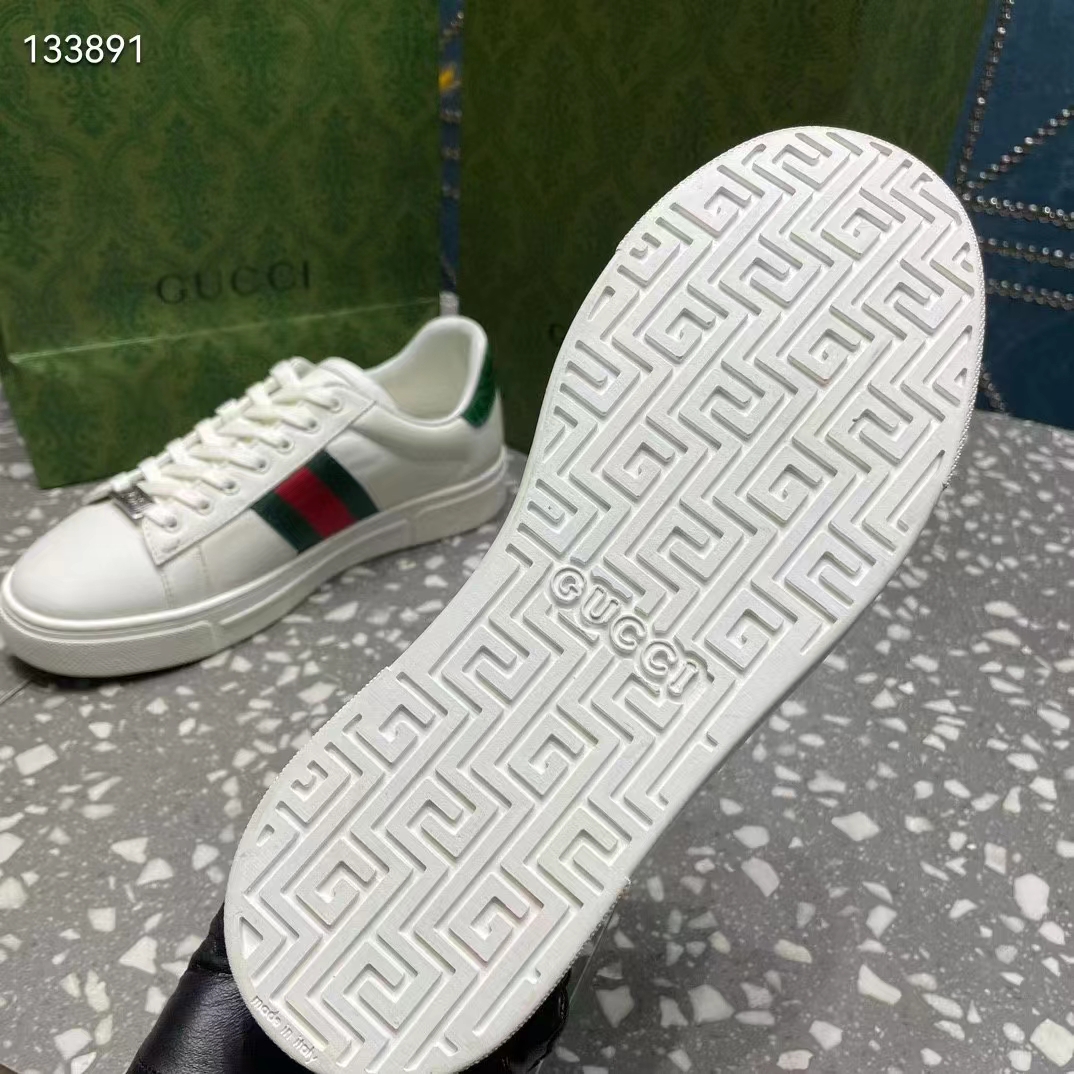 Gucci Unisex GG Ace Sneaker White Leather Green Red Web ‘ACE’ Metal Tag Rubber (1)