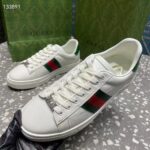 Gucci Unisex GG Ace Sneaker White Leather Green Red Web 'ACE' Metal Tag Rubber - Image 9