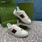 Gucci Unisex GG Ace Sneaker White Leather Green Red Web 'ACE' Metal Tag Rubber - Image 3