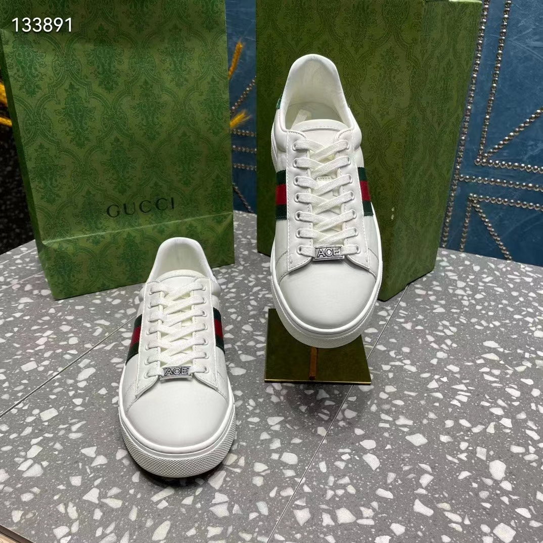 Gucci Unisex GG Ace Sneaker White Leather Green Red Web ‘ACE’ Metal Tag Rubber (7)