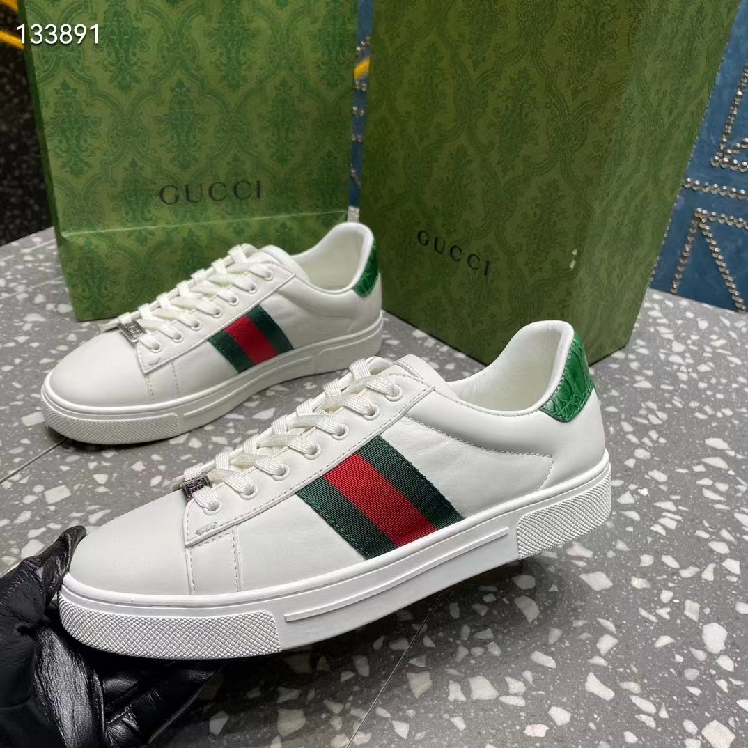 Gucci Unisex GG Ace Sneaker White Leather Green Red Web ‘ACE’ Metal Tag Rubber (8)