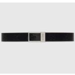Cinturón unisex Gucci GG con hebilla rectangular de piel negra, 3,6 cm de ancho