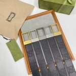 Gucci Unisex GG Belt Rectangular Buckle Black Leather 3.6 CM Width - Imagen 11