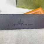 Gucci Unisex GG Belt Rectangular Buckle Black Leather 3.6 CM Width - Imagen 10