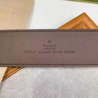 Gucci Unisex GG Blondie Belt Round Interlocking G Buckle Beige Ebony Supreme Canvas (2)