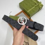 Gucci Unisex GG Blondie Belt Round Interlocking G Buckle Black GG Supreme Canvas - Image 9