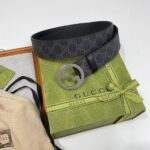 Gucci Unisex GG Blondie Belt Round Interlocking G Buckle Black GG Supreme Canvas - Image 3
