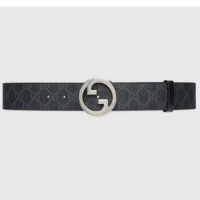 Gucci Unisex GG Blondie Belt Round Interlocking G Buckle Black GG Supreme Canvas (6)