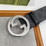 Gucci Unisex GG Blondie Belt Round Interlocking G Buckle Black GG Supreme Canvas - Image 5