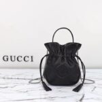 Gucci Women GG Blondie Mini Bucket Bag Black Leather Round Interlocking G – Image 2