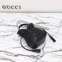 Gucci Unisex GG Blondie Mini Bucket Bag Black Leather Round Interlocking G (10)