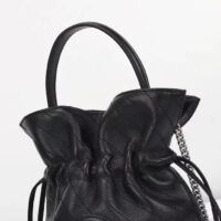 Gucci Unisex GG Blondie Mini Bucket Bag Black Leather Round Interlocking G (10)