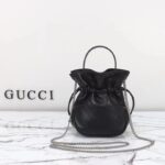 Gucci Women GG Blondie Mini Bucket Bag Black Leather Round Interlocking G – Image 3