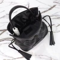 Gucci Unisex GG Blondie Mini Bucket Bag Black Leather Round Interlocking G (10)