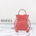 Gucci Women GG Blondie Mini Bucket Bag Pink Leather Round Interlocking G – Image 2