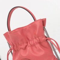 Gucci Unisex GG Blondie Mini Bucket Bag Pink Leather Round Interlocking G (6)