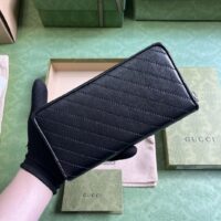 Gucci Unisex GG Blondie Zip Around Wallet Black Leather Round Interlocking G Zip Closure (1)