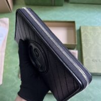 Gucci Unisex GG Blondie Zip Around Wallet Black Leather Round Interlocking G Zip Closure (1)