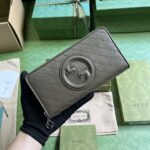 Gucci Unisex GG Blondie Zip Around Wallet Brown Leather Round Interlocking G Zip Closure - Image 2